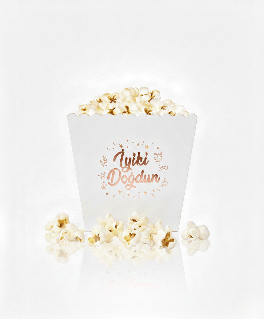 İyi Ki Doğdun Yazılı Rose Mısır Popcorn Kutusu 8'li
