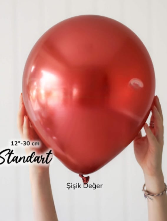 Kırmızı Krom Balon (5 Adet)