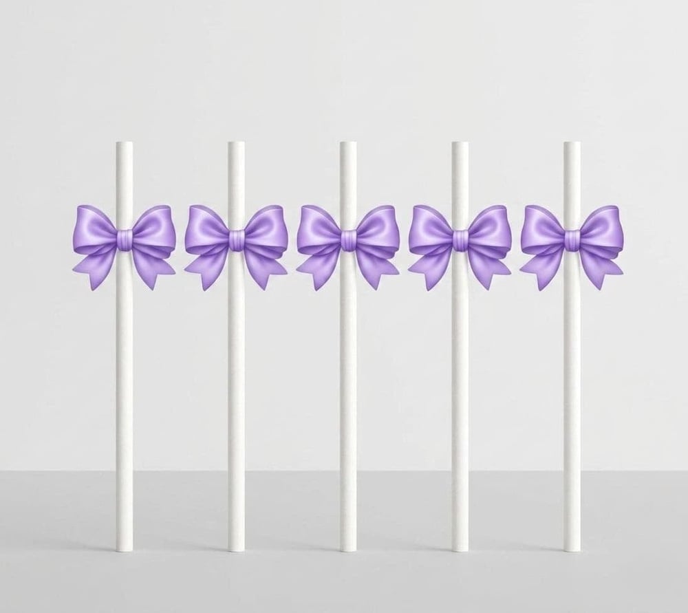 Lila Fiyonk Tema Pipet (8 Adet)