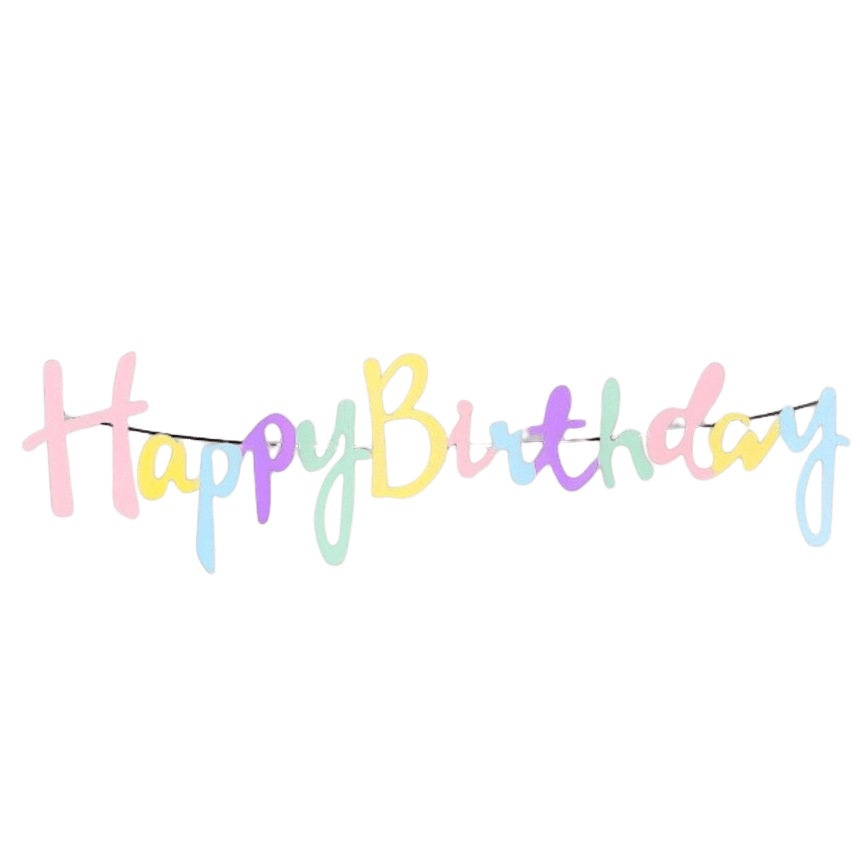 Makaron İtalik Kaligrafik Happy Birthday Yazı