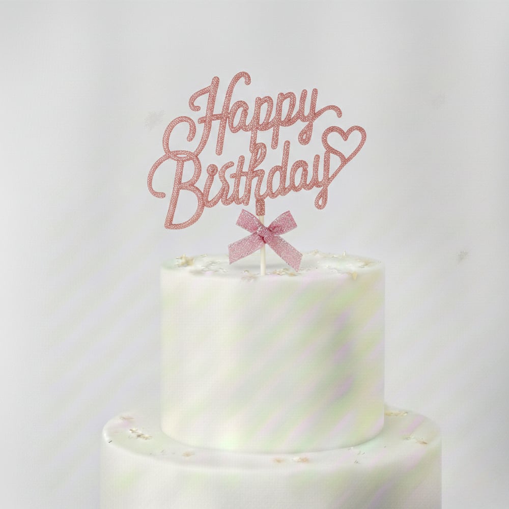 Pasta Çubuk Süs Happy Birthday Pembe