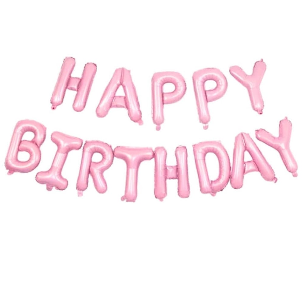 Pembe Happy Birthday Yazılı Folyo Balon