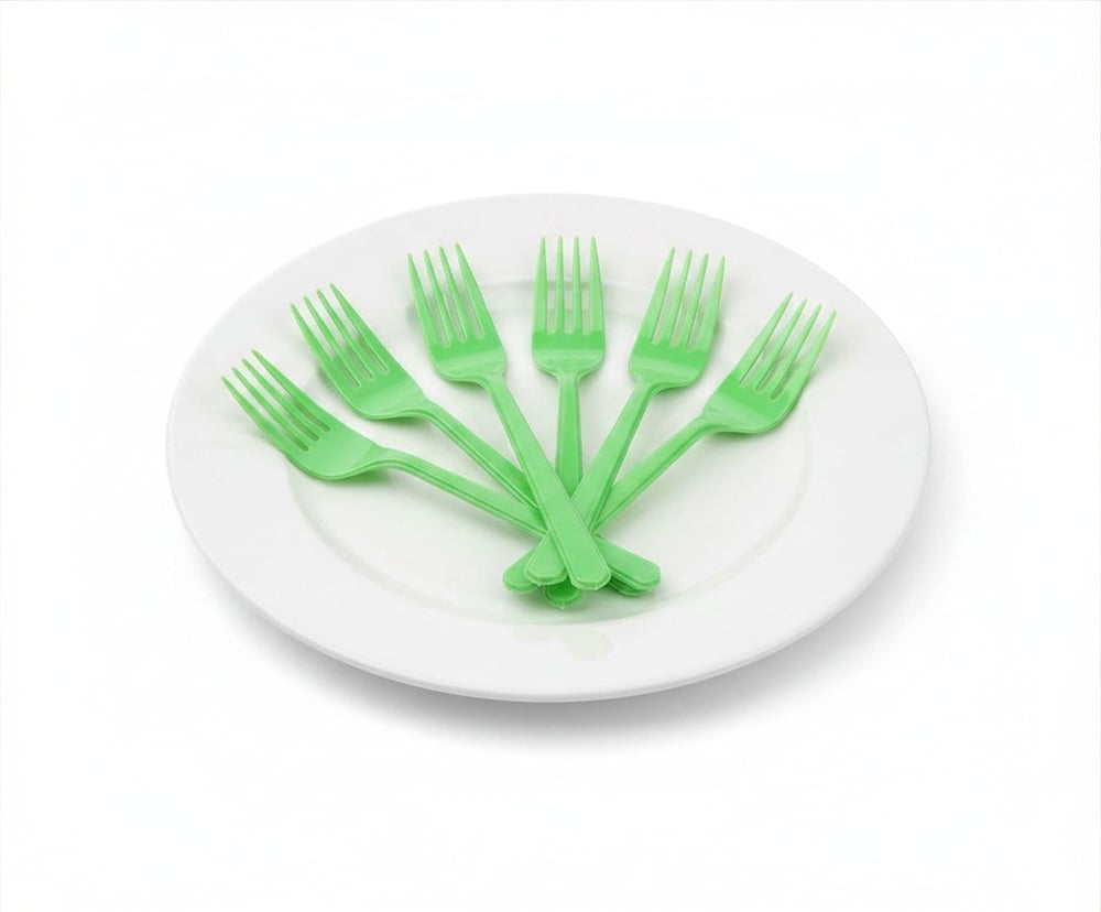 Plastik Yeşil Çatal (25 Adet)