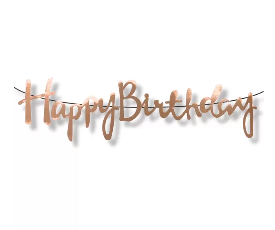 Rosegold İtalik Kaligrafi Happy Birthday Yazısı