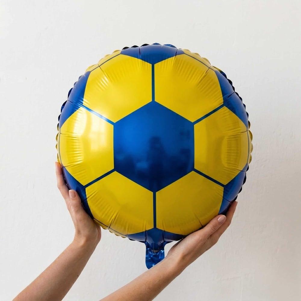 Sarı Lacivert Futbol Topu Folyo Balon