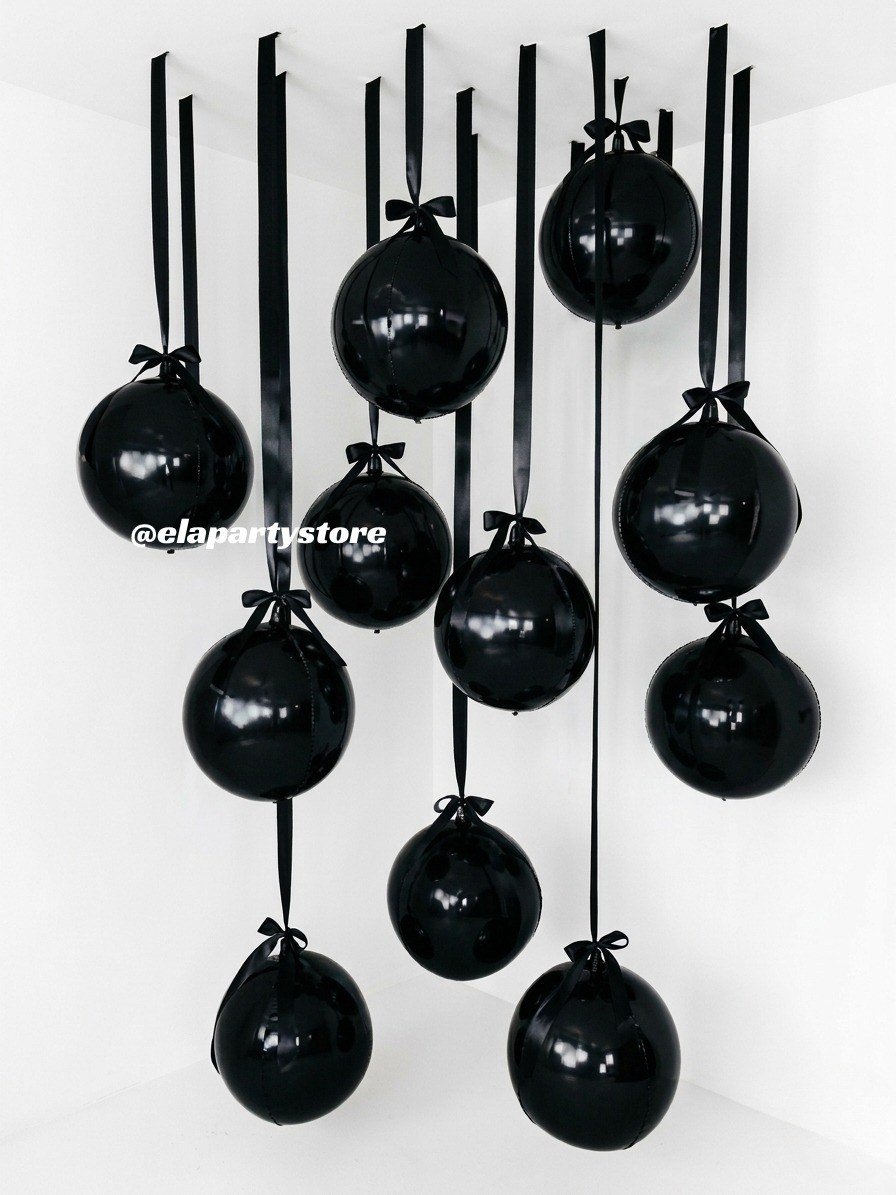 SİYAH 4D KÜRE FOLYO BALON SARKIT KONSEPT