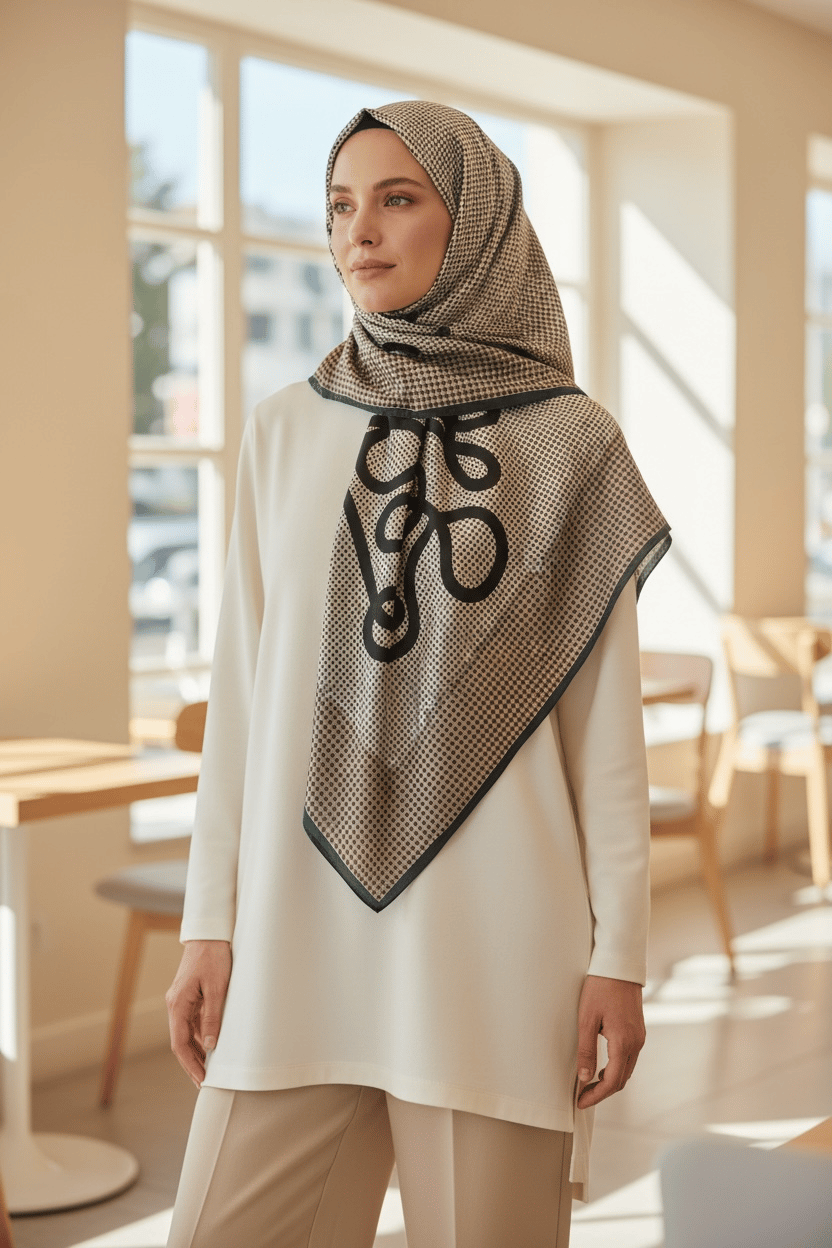 ✨ %100 Saf İpek Twill Eşarp - Özel Tasarım Tok Duruşlu ✨90x90