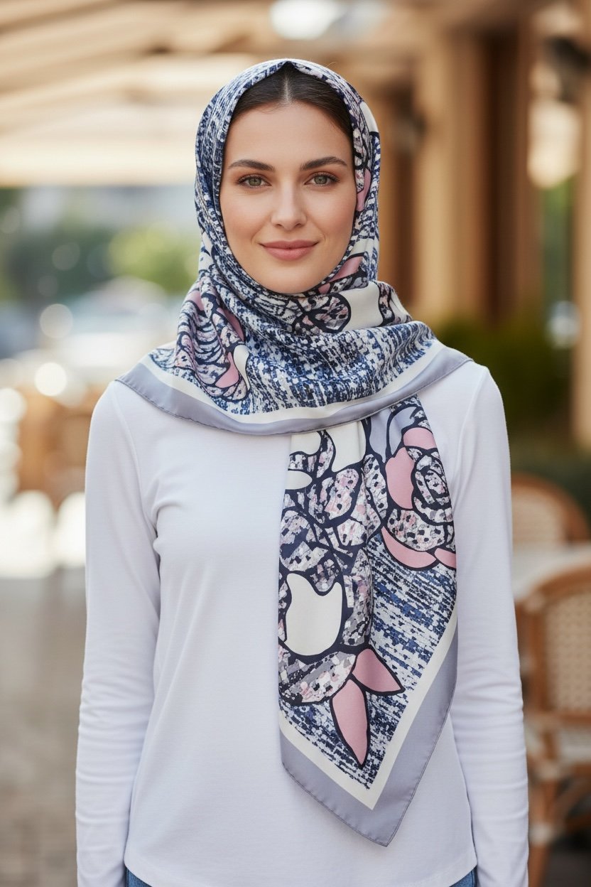 ✨ %100 Saf İpek Twill Eşarp - Özel Tasarım Tok Duruşlu ✨90x90