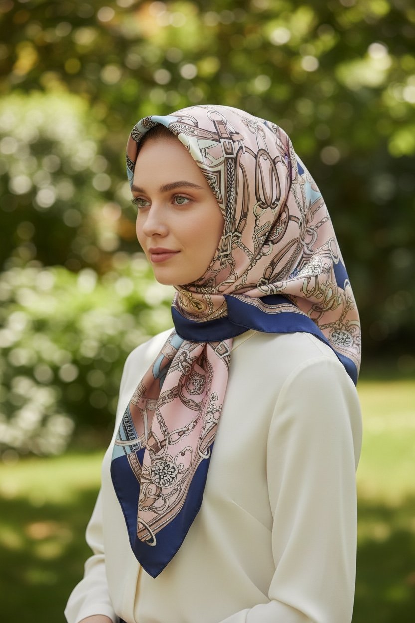 ✨ %100 Saf İpek Twill Eşarp - Özel Tasarım Tok Duruşlu ✨90x90