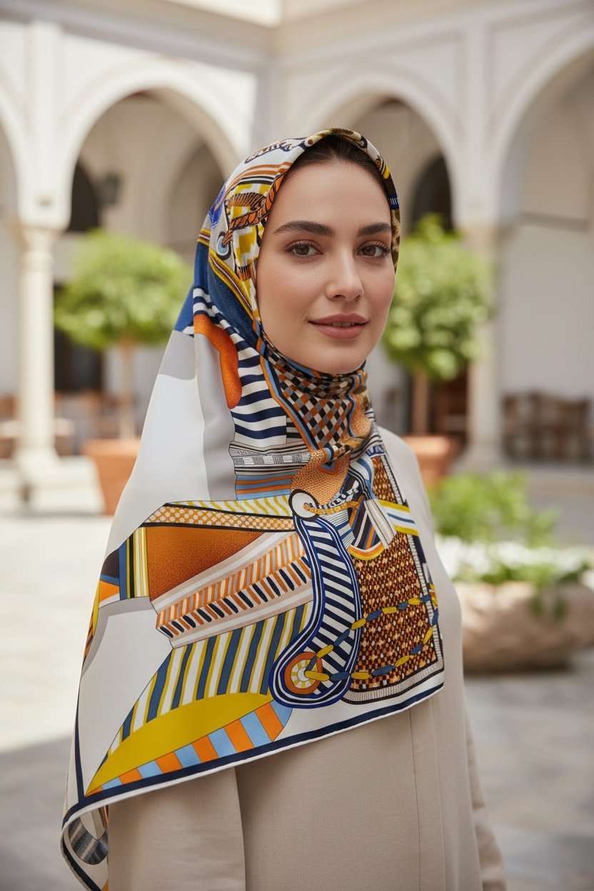 ✨ %100 Saf İpek Twill Eşarp - Özel Tasarım Tok Duruşlu ✨90x90