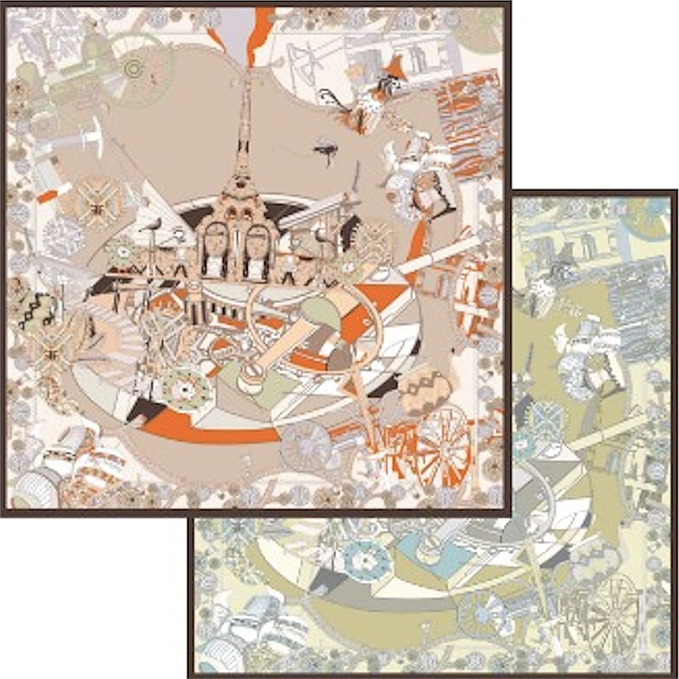 Deserto Fashion 2026 Avantgarde serisi Çift Taraflı  %100 İpek Twill Eşarp 90x90