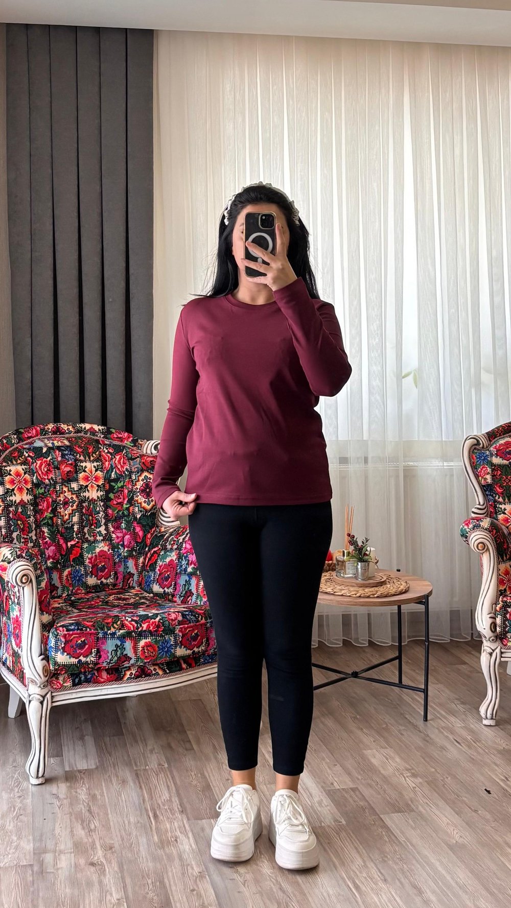 Bordo Bisiklet Yaka Bluz