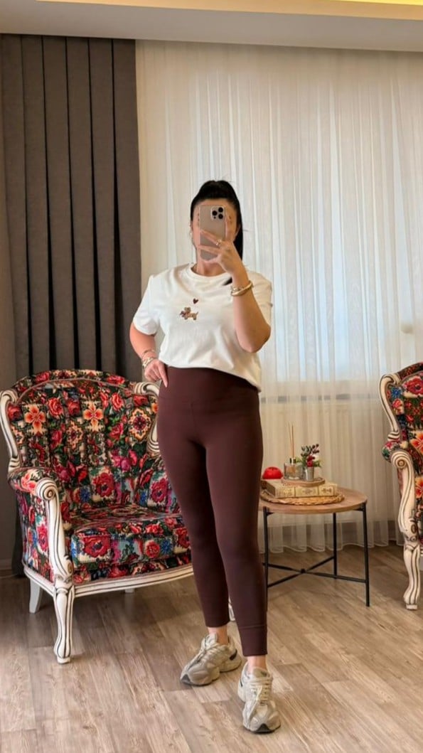 Kahve Şardonlu Tayt 