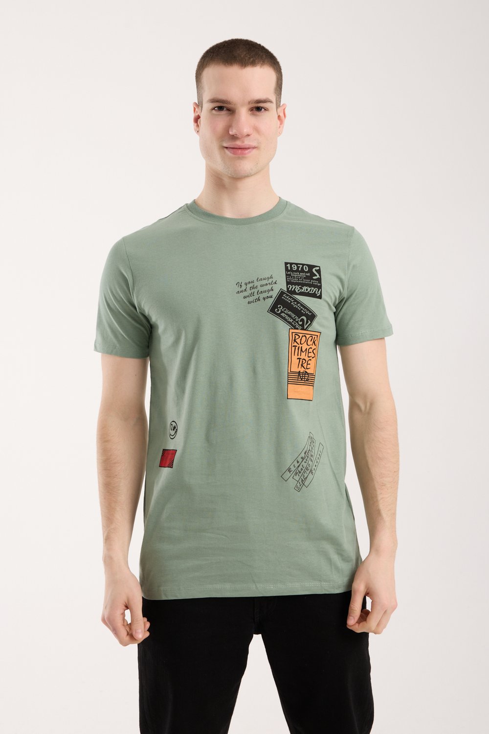 Erkek Grafik Baskılı T-Shirt Sportif Kesim Günlük Kullanım