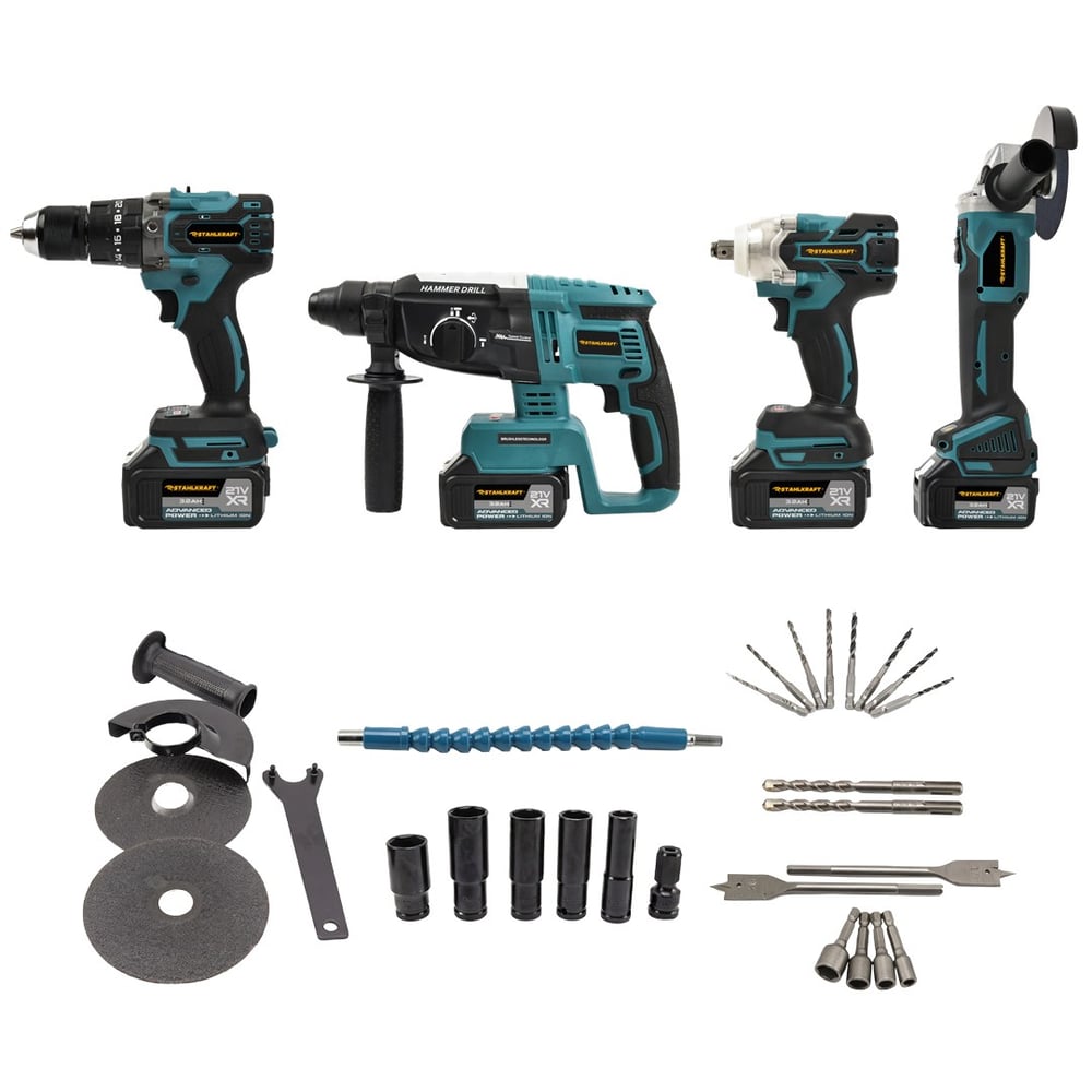 STAHLKRAFT STH 9944 M 4'lü Max Plus Set Torklu Somun Sıkma + Hilti + Matkap + Taşlama