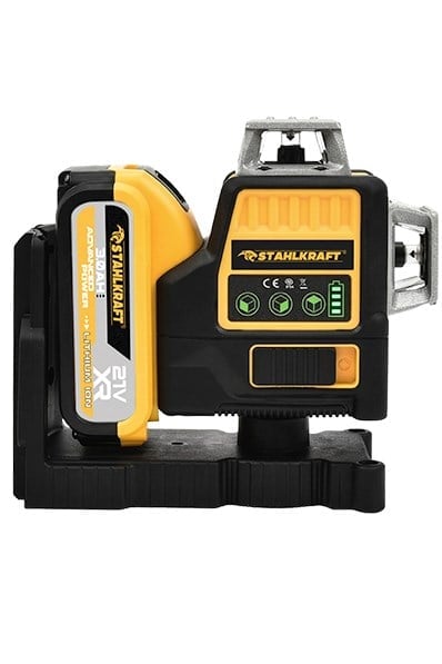 STAHLKRAFT STH 8853 Çift Akülü 12 Köşe 360° Otomatik Hizalamalı Lazer + Çelik Madren matkap Yeşil Çizgili