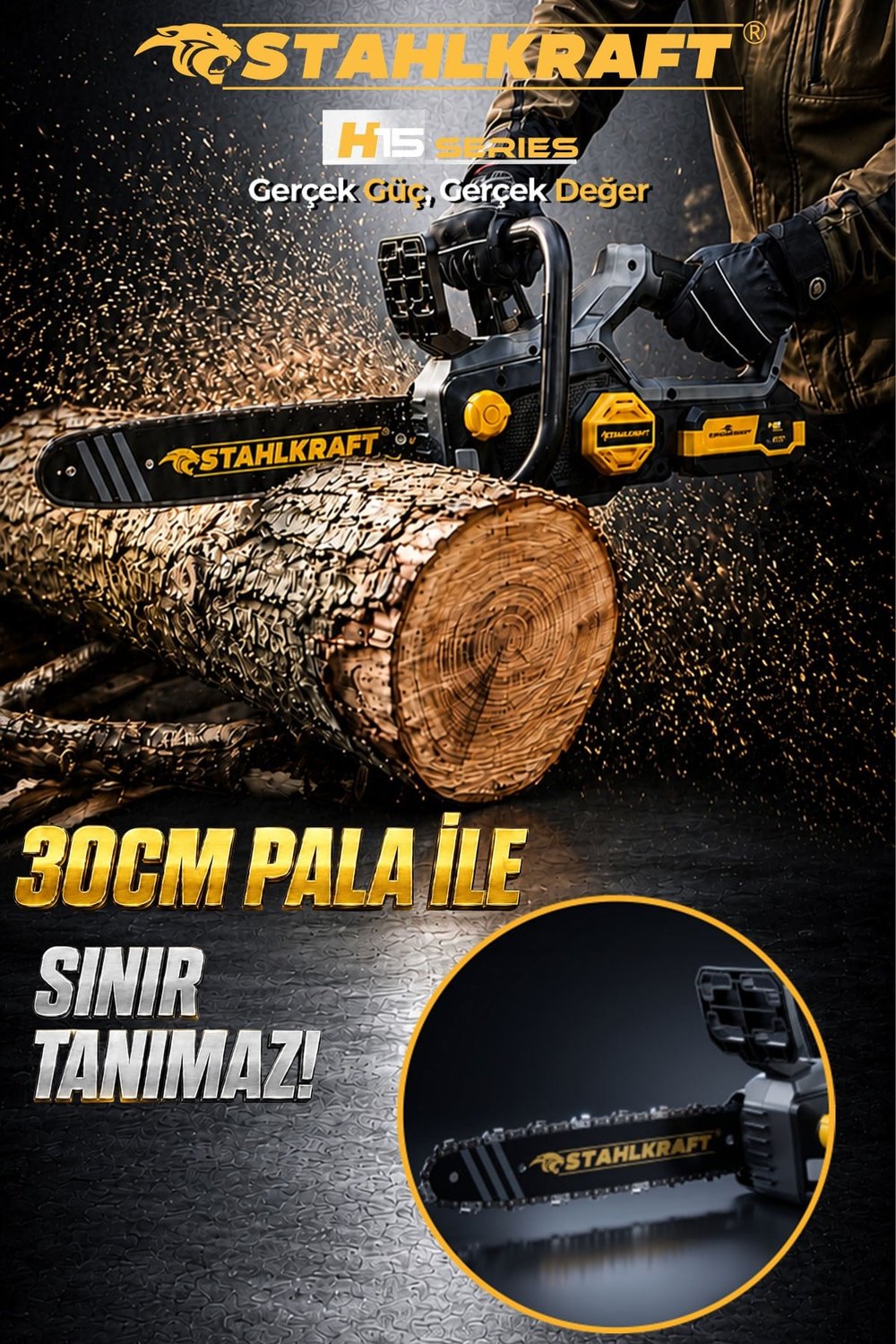 STAHLKRAFT H15 3825 Kömürsüz Motor 21v 3Ah 30 cm (12) Akülü Testere