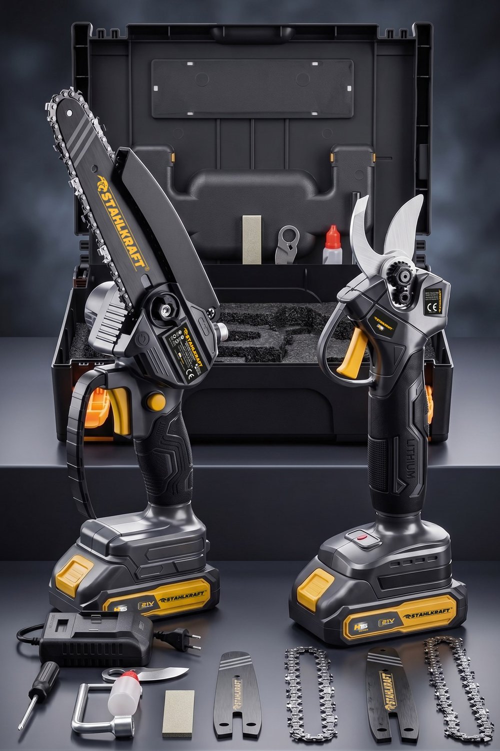 STAHLKRAFT H15 4010 21V Budama Testeresi ve Budama Makas 2Lİ Set