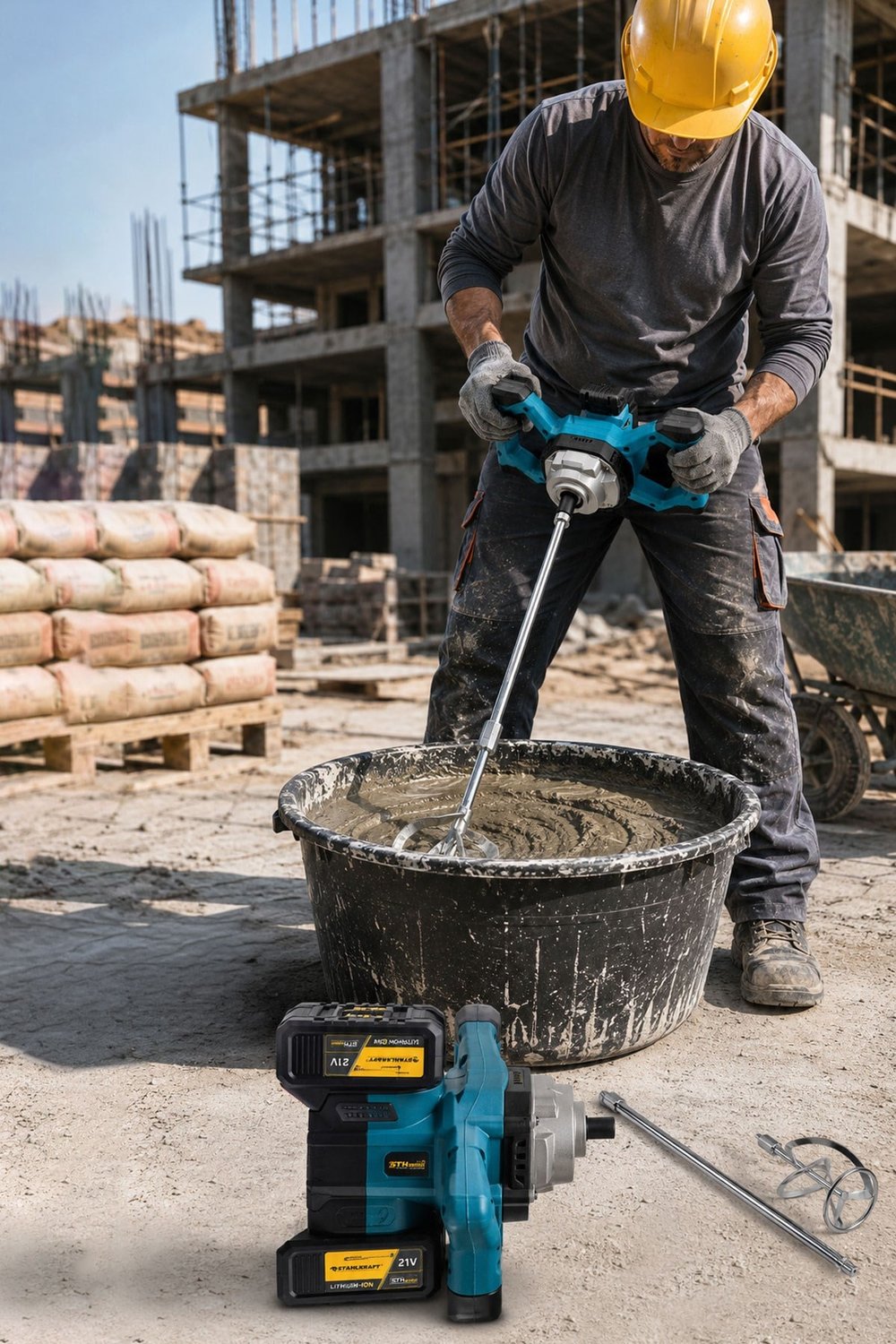 STAHLKRAFT STH 5812 M Akülü 6 kademeli 40V Kömürsüz Motor Alçı Boya ve Harç Karıştırıcı Mikser