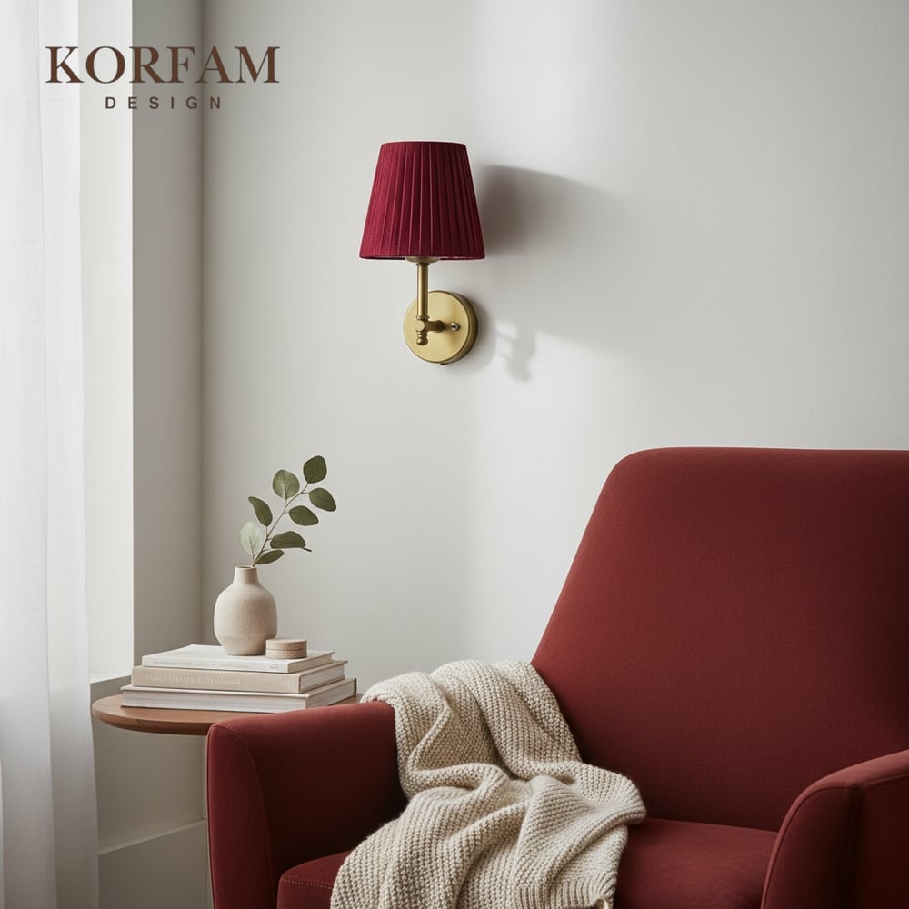 Bordo Keten Şerit Kumaş Başlık Kablosuz Pilli Aplik
