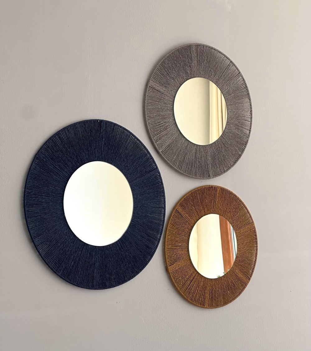 Cırcles Modeli - Renkli Üçlü Yuvarlak Bohem Ayna Seti & Dekoratif Ayna
