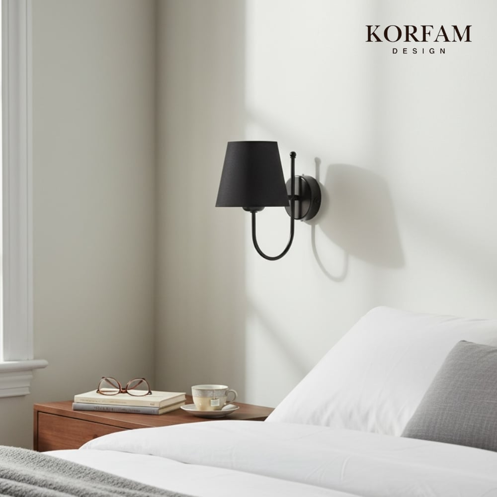 Siyah Pvc Kumaş Başlık Kablosuz Pilli Aplik