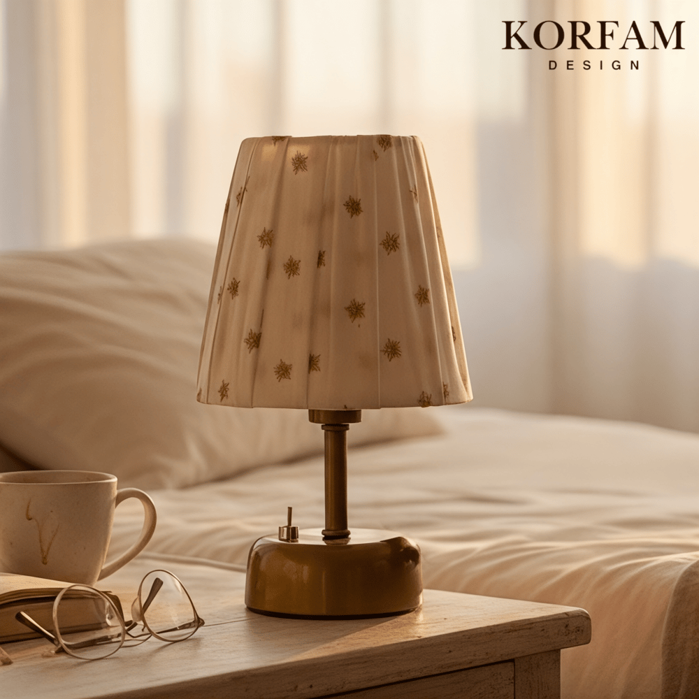 Yıldız İşlemeli Kumaş Pilli Masa & Gece Lambası