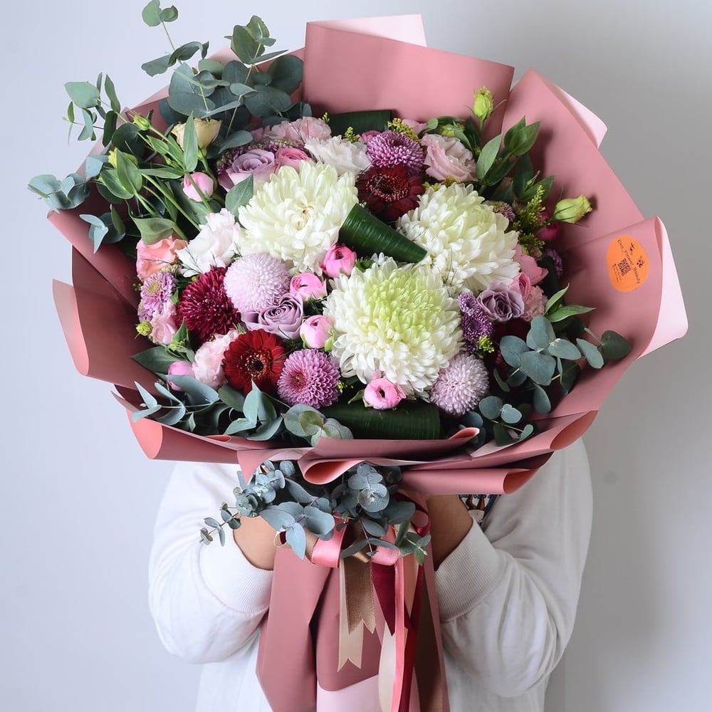 Beyaz Anastasiya ve Kırmızı Gerbera 