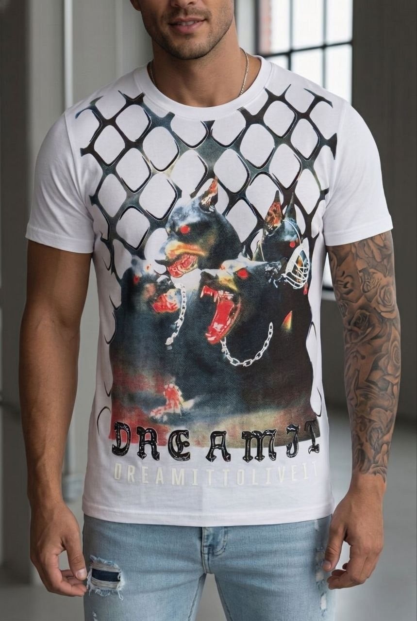 Erkek Tasarım Baskılı Streetwear Kısa Kollu Tişört