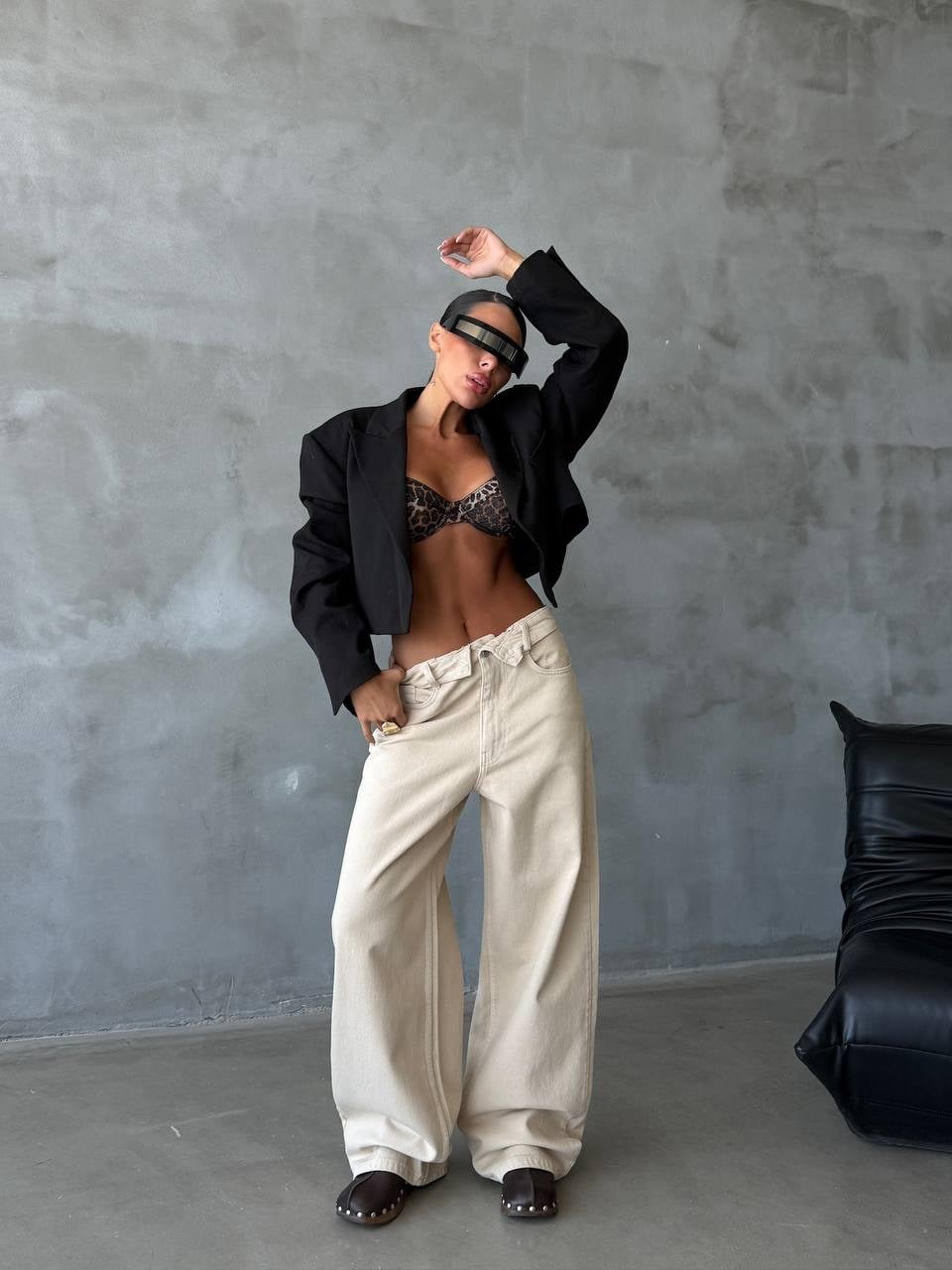 HerTon Baggy Wide Leg Kadın Jean Pantolon %100 Cotton Düşük Bel Bol Paça