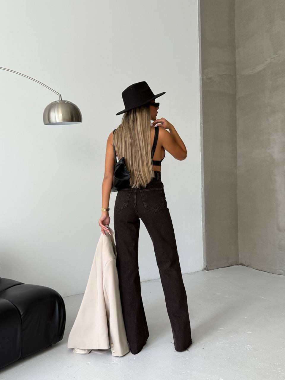 HerTon Yüksek Bel Kahverengi Jean Pantolon – %100 Pamuk, Geniş Paça (Flare/Wide Leg), Retro 90’lar Stil Kadın Denim
