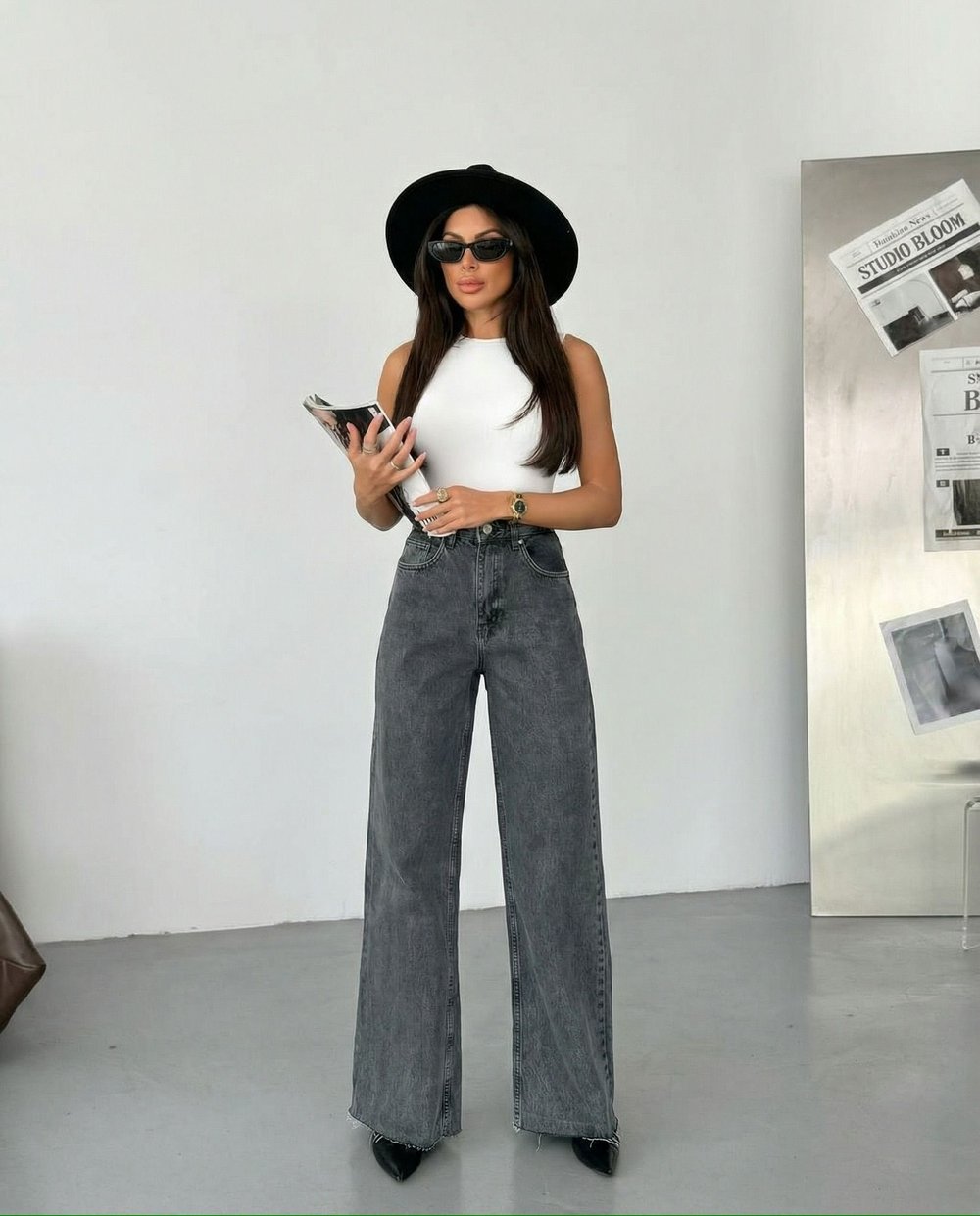 Kadın Wide Leg Jean - %100 Pamuk Bohem Tarz Bol Paça Pantolon