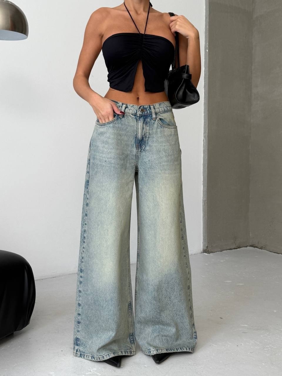 Kadın Yıkamalı Wide Leg Jean Pantolon – Bol Paça Denim
