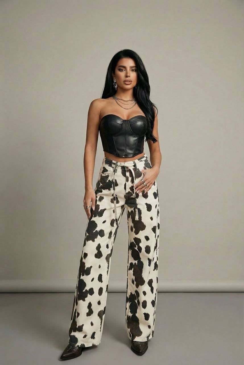 Kadın Yüksek Bel Geniş Paça Denim Pantolon
