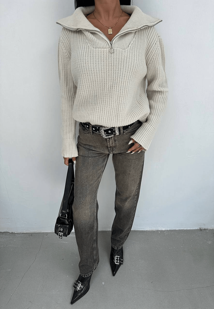 Koyu Gri Straight Fit Denim Pantolon