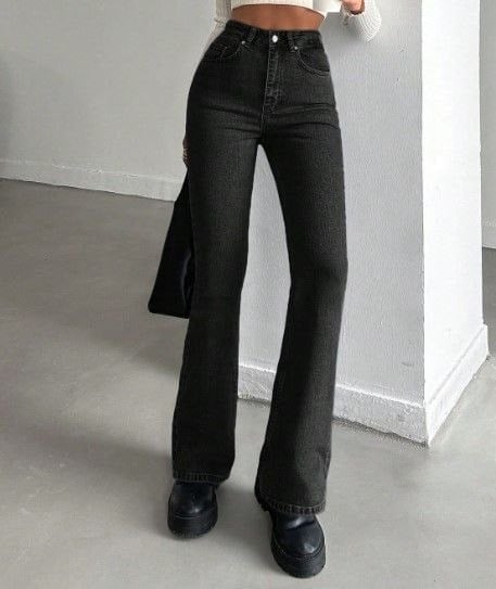 Yüksek Bel İspanyol Paça Jean Pantolon - Eskitme Detaylı Full Pamuklu Flare Denim