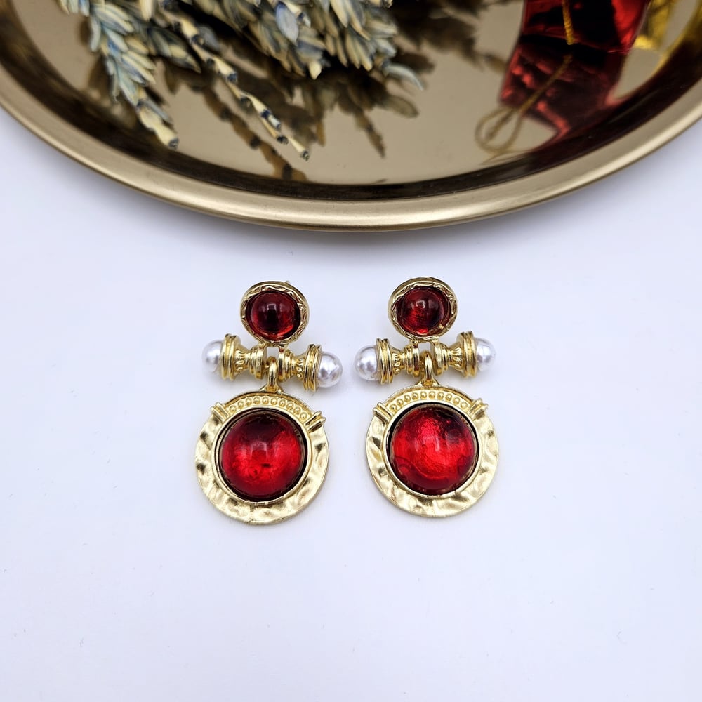 Bordo Vintage Tasarım Küpe