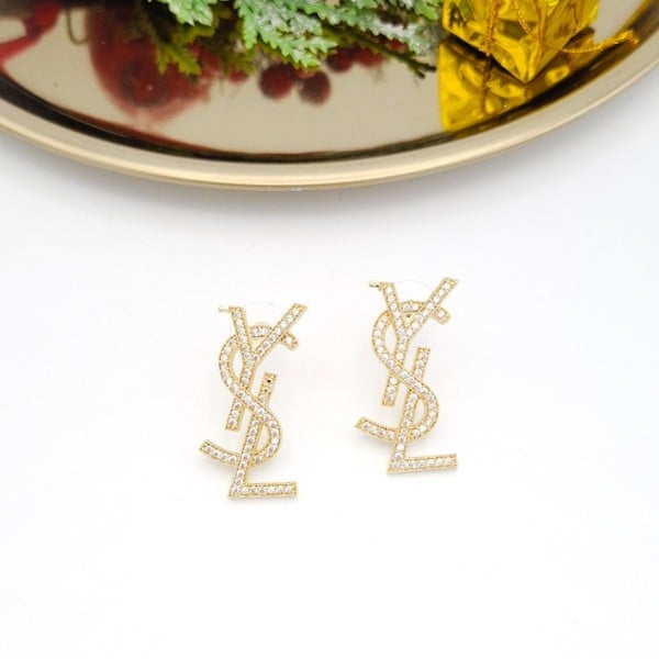Gold Zirkon Taşlı Ysl Küpe