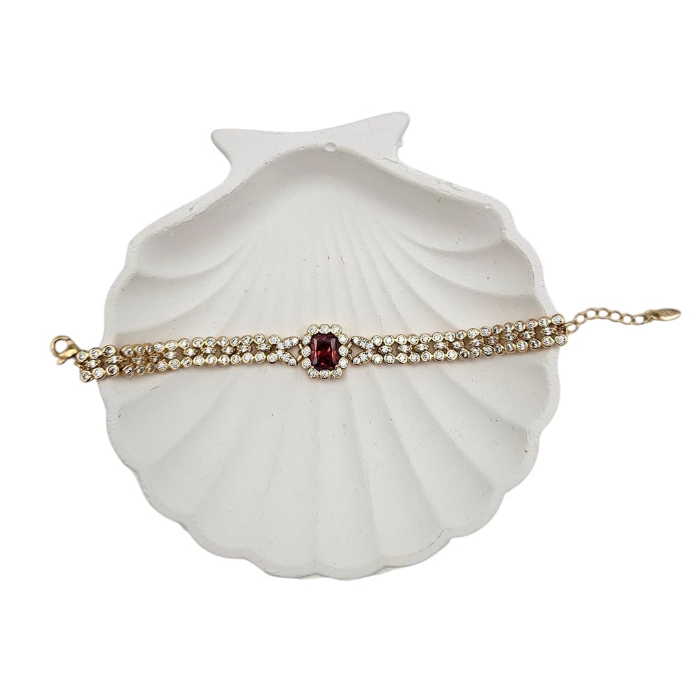 Vip Seri Xuping 18K Rose Kırmızı Baget Taşlı Vintage Bileklik