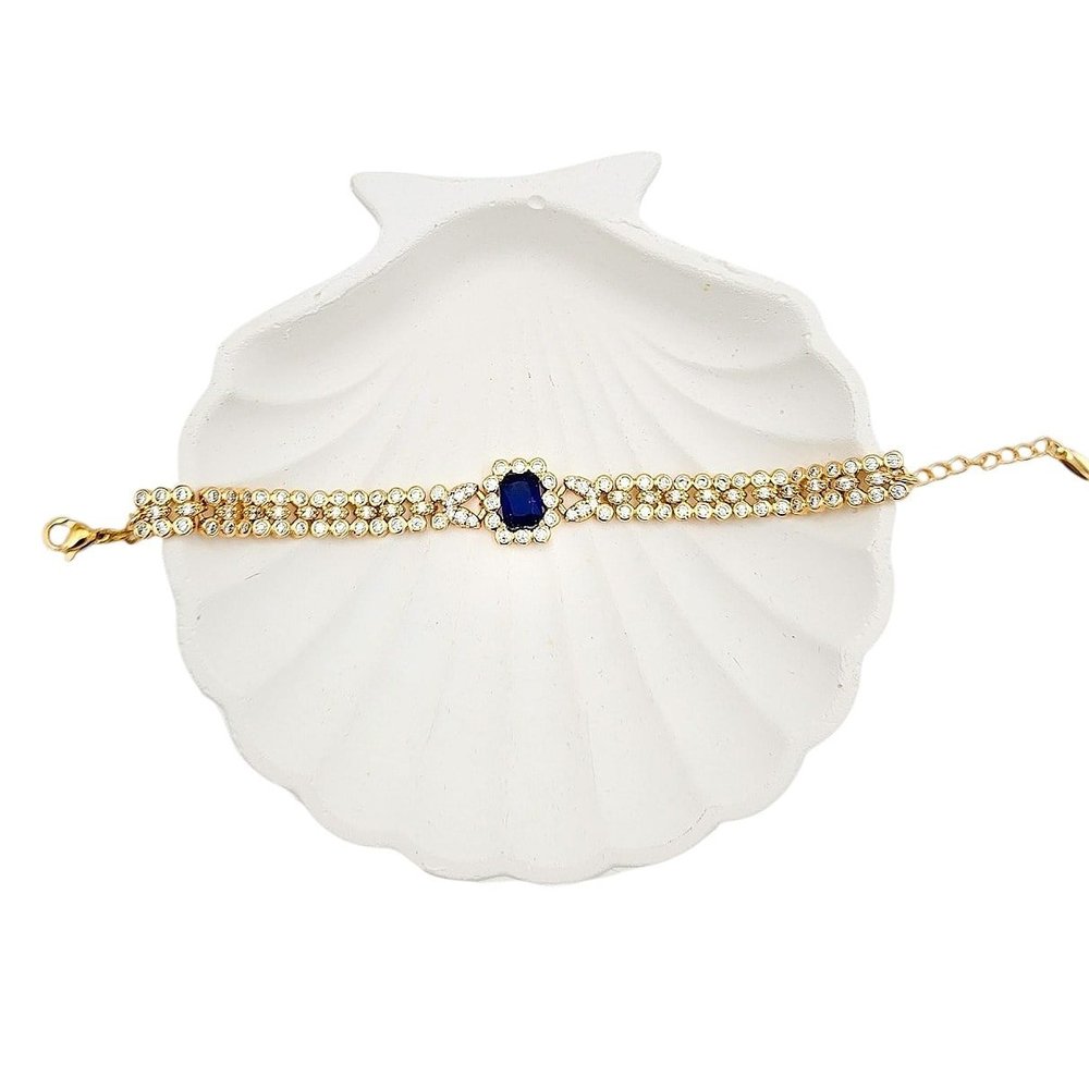 Vip Seri Xuping 18K Rose Lacivert Baget Taşlı Vintage Bileklik