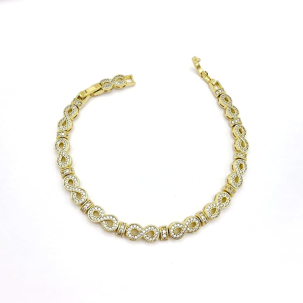 Xuping 14K Gömme Taşlı Sonsuzluk Model Gold Bileklik