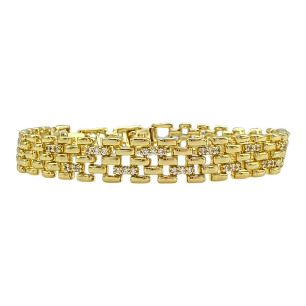 Xuping 14K Zirkon Taşlı Kordon Model Gold Bileklik