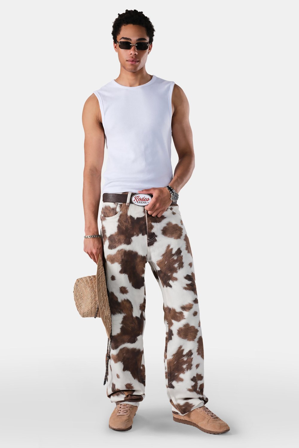 Cow Pattern Baggy Fit Jean