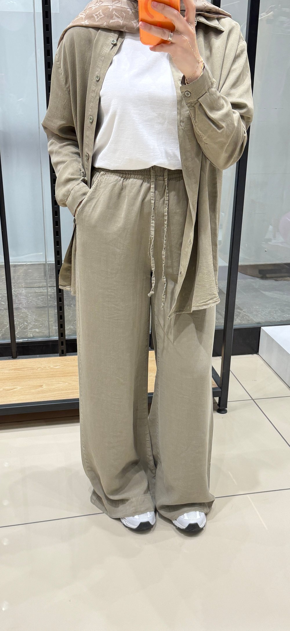 PAMUKLU TENSEL PANTOLON - HAKİ