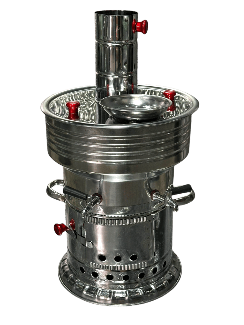 Odunlu Çift Musluklu Çelik Semaver (7 LT)