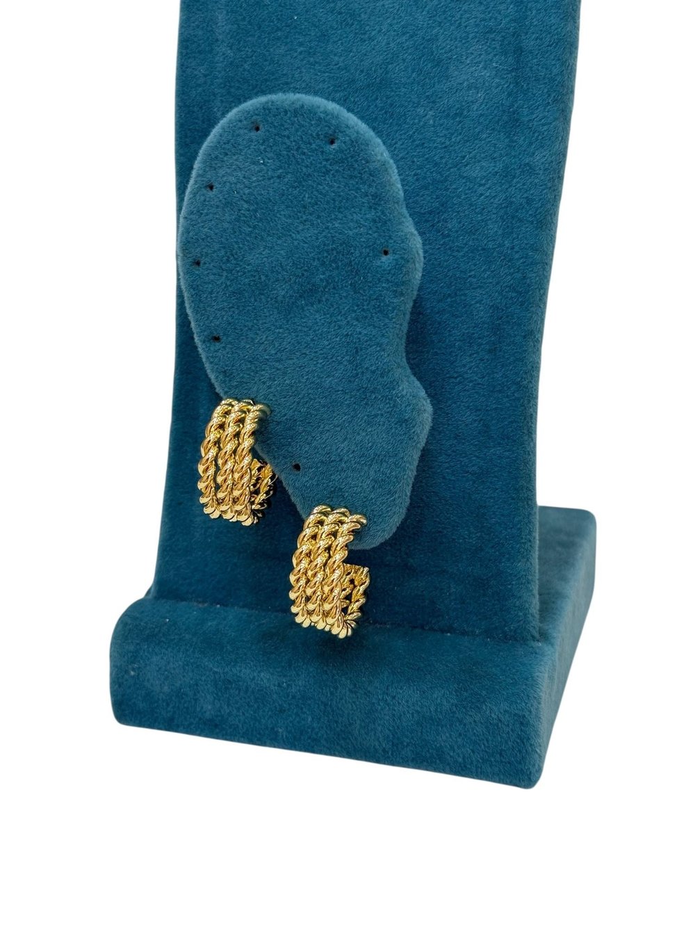 14K Gold Renk 3'lü Burgu Model VIP Mini Küpe (1,5 CM)