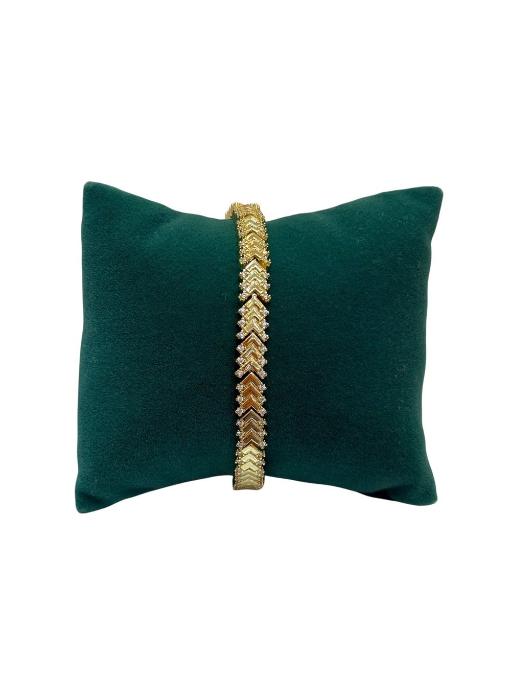 14K Gold Renk Balık Sırtı Model Taşlı VIP Bileklik (17+2 cm)