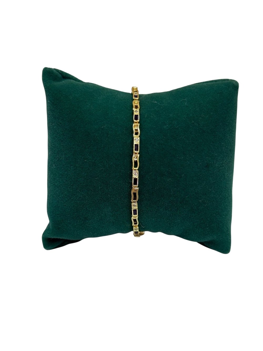 14K Gold Renk Lacivert Taşlı İnce Zarif VIP Bileklik (17+2 CM)