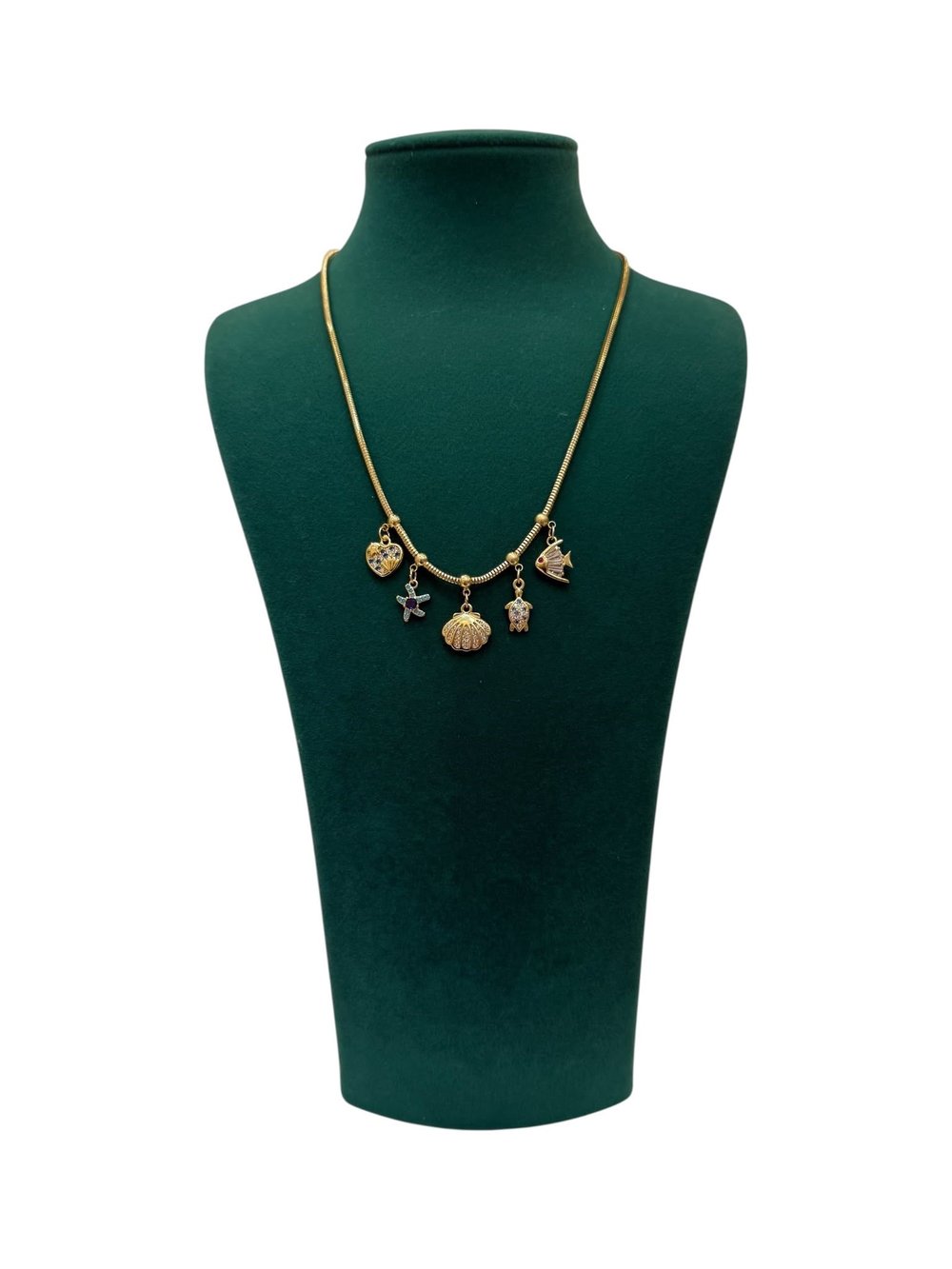 14K Gold Renk Marin Charmlı VIP Kolye (40+5 CM)
