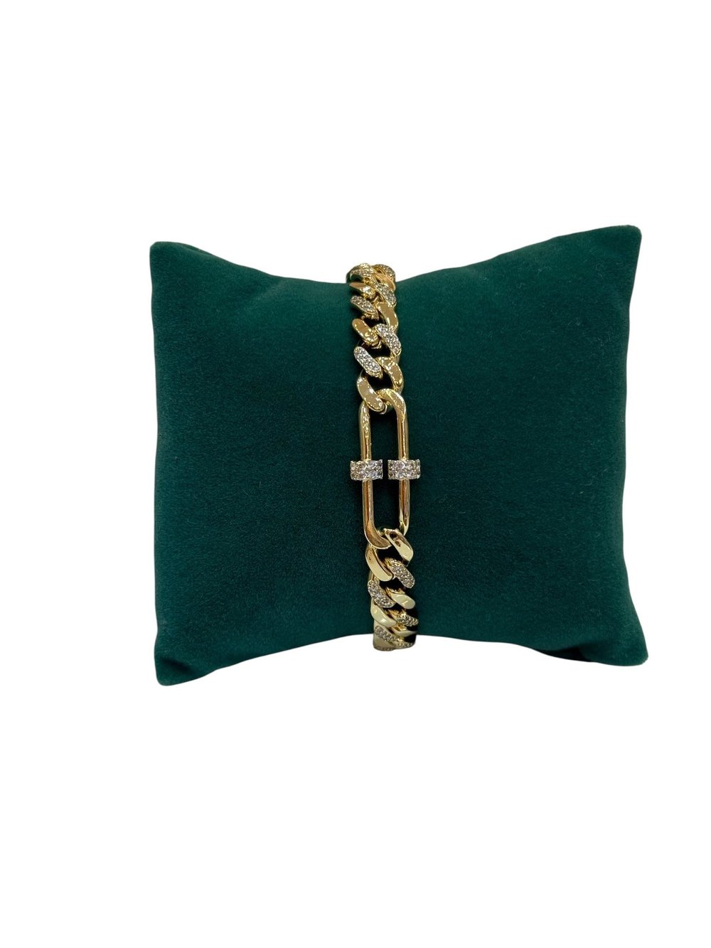 14K Gold Renk Ortası Messy Yan Zincirleri Gurmet VIP Bileklik (17+2 cm)